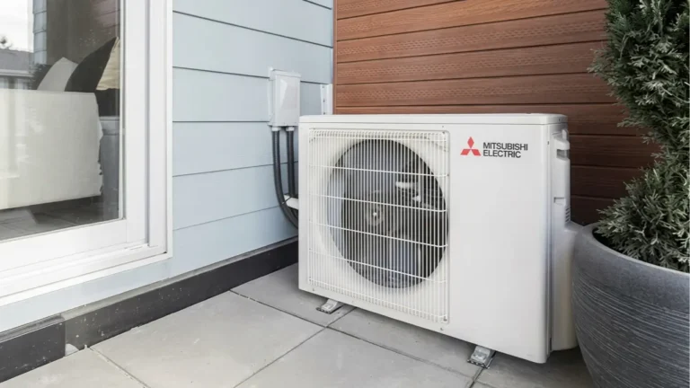 wall-mounted heat pump installation